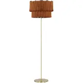Beliani Lampadaire lin marron et or Base métal 137 cm Abat-jour à pampilles Style moderne Salon Bureau Chambre à coucher