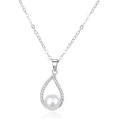 Beneto Elégant collier en argent avec une vraie perle AGS984 / 47P (L), (Argent, Perle véritable)