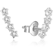 Beneto Boucles d'oreilles longitudinales ludiques avec zircons clairs AGUP2116L