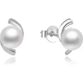 Beneto Boucles d'oreilles élégantes en argent perlé AGUP2668P (L), (Argent)