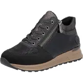 Rieker Baskets hautes 'Schnürschuh Damen N1407-00 Leder-Mix in schwarz' marron