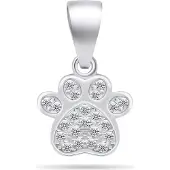 Brilio Silver - Charmant pendentif en argent avec zircons Paw PT85W, (Argent)