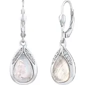 Silvego Boucles d'oreilles en argent avec véritable pierre de lune JST13327EMS, (Argent, Pierre de lune)