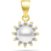 Brilio Argent - Charmante suspension en perle avec zircons PT88Y, (Argent)