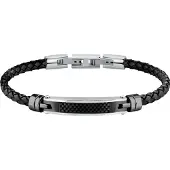 Morellato Bracelet - Morellato - Sqh59 - Acier Et Cuir - Noir - 19.5+1.5cm