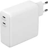 Deltaco Chargeur mural USB-C, power bank intégré, 9600 mAh, 2x USB-C (40 W, 2 ports), Chargeur USB, Blanc