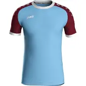 Jako Iconic Maillot à Manches Courtes Hommes - Bleu Doux / Rouge Vin