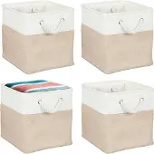 Relaxdays Aufbewahrungskorb Leinen im 4er Set (28 cm, 4x)