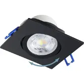 Eglo , lot de 3 spots encastrables Saliceto, spots de plafond à intensité variable, spots de plafond carrés en aluminium noir, lumière blanc chaud, 8,8 x 8,8 cm