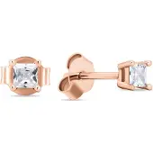 Brilio Silver Silver - Boucles d'oreilles en bronze étincelant avec zircons EA617R