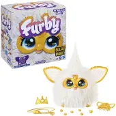 Hasbro Furby Golden Glow, peluche à activation vocale qui brille dans le noir, jouet interactif, dès 6 ans