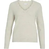 Vila Nikolina V Neck Sweater Beige L Femme