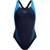 Speedo Hyperboom Splice Laneback Swimsuit Noir UK 38 Femme