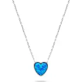 Brilio Silver - Decent Silver Heart Necklace with Opal NCL74WB, (Argent)