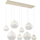 QAZQA Suspension Art Déco Beige avec Verre Blanc 8 Lumières - Sandra