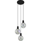 QAZQA Suspension design noire avec verre arc-en-ciel rond 3 lumières - Mallon