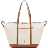 Ralph Lauren pour femme. 428973072001 Sac cabas shopper grand en toile beige, marron (OSFA), Casuel, Coton