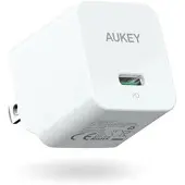 Aukey PA-Y20S Blanc Intérieur (20 W, 1 portion), Chargeur USB, Blanc