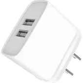 Jaym , double chargeur secteur USB-A 12 W 2,4A prise US, blanc