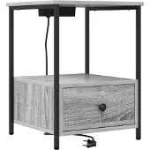 vidaXL Table de nuit avec station de chargement Sonoma gris