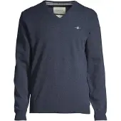 Gant pour homme. 87212 Pull-over à col en V en laine de mouton très fine de couleur marine (XL), Casuel