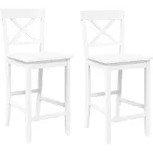 vidaXL Tabouret de bar 2 pcs. Blanc Bois massif Hévéa
