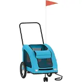 vidaXL Remorque pour vélo Chiens Bleu Tissu Oxford et fer