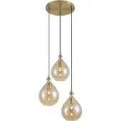 QAZQA Suspension moderne dorée avec verre ambré 3 lumières - Traditional
