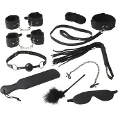 Baseks - kit de bondage doux pour débutants (noir) - 10 pcs