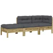 vidaXL Canapé de jardin avec coussin et pouf 3 places