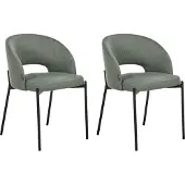 Beliani - Ensemble de 2 chaises de salle à manger, vert foncé, revêtement en tissu, pieds en métal noir. Style moderne rétro, idéal pour la cuisine, le salon ou la salle à manger. Meubles