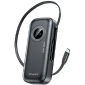 Awei Powerbank Pa-9 10000Mah 22,5W avec câble extractible Noir/Noir