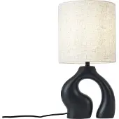QAZQA Lampe de table Japandi noire avec abat-jour en lin - Dahlia