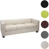 Mendler Canapé / sofa Lille, 3 places, 191x75x70cm simili-cuir, crème
