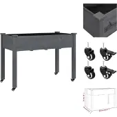 vidaXL Jardinière sur roues avec doublure gris 118x59x80 cm bois sapin