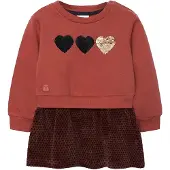 Boboli Fleece Combined Long Sleeve Dress Rouge 3 Years Fille