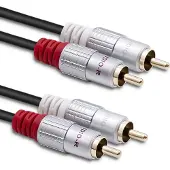 Qoltec 52335, 2 x RCA mâle, 2 x RCA mâle, 0,5 m, noir (0.50 m, Câbles Cinch)