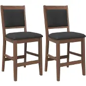 vidaXL Tabouret de bar avec coussin 2 pcs. Brun bois massif hévéa