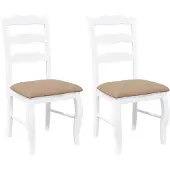 vidaXL Chaises de salle à manger avec coussins 2 pcs. Blanc Bois massif Hévéa