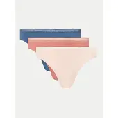 Tommy Hilfiger Femmes, Sous-vêtements, Slips de bikini pour femmes en pack de 3, Multicolore, Bleu, Rose, (Lot de 3, S)