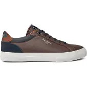 Pepe Jeans Baskets basses 'KENTON COURT' marron / noir / blanc