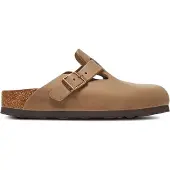 Birkenstock pour homme. 1019484 Sabots en Cuir Boston Soft (Ajustement Étroit) beige (43), Plat, Aucun, Casuel