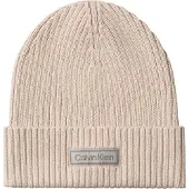 Calvin Klein Patch Chunky Beanie Beige
