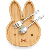 Zilverstad Bamboo Miffy Plates And Cutlery Set 2 Pieces Marron