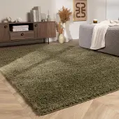 NATURL. Tapis à poils longs – Wish Vert | 200x290cm | Rectangulaire | Pile haute