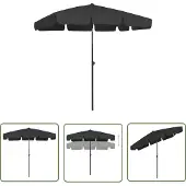 The Living Store Parasol de plage noir 200x125 cm