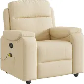 Syfax Fauteuil de massage inclinable Crème Tissu