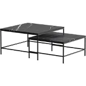 Vicco Set de tables basses Ramio Marbre noir 80x80cm 2 pièces, Model 56191