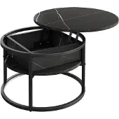 Vicco Table basse Marlo Noir/marbre blanc 57x57cm, Model 55942