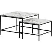 Vicco Set de tables basses Ramio blanc/noir 60x60cm 2 pièces, Model 56411